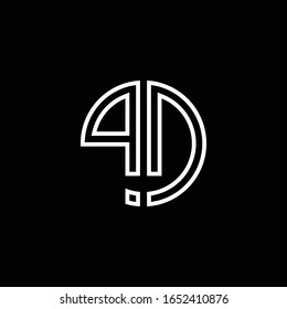 PD monogram logo circle ribbon style outline design template
