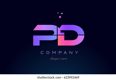pd p d creative color blue background pink purple blue magenta alphabet letter company logo vector icon design