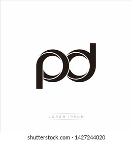 pd p d Initial Letter Split Lowercase Modern Monogram linked outline rounded logo