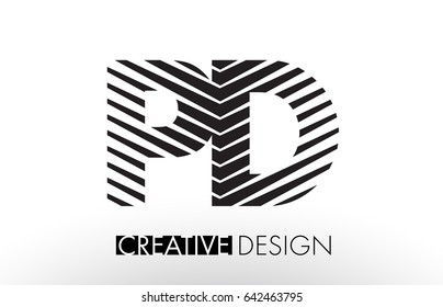 PD P D Lines Letter Design with Creative Elegant Zebra Vector Illustration.