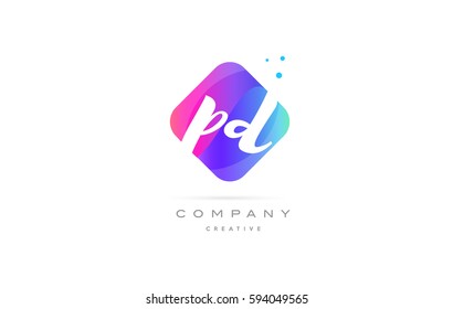 pd p d  pink blue rhombus abstract 3d alphabet company letter text logo hand writting written design vector icon template 