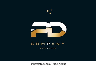 pd p d  white yellow gold golden metal metallic luxury alphabet company letter logo design vector icon template