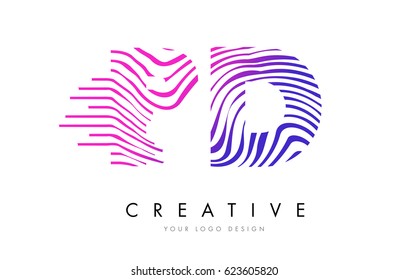 PD P D Zebra Letter Logo Design with Black and White Stripes Vector