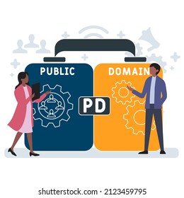 PD - Public Domain acronym. business concept background. vector illustration concept with keywords and icons. lettering illustration with icons for web banner, flyer, landing pag