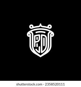 PD shield initial monogram with high quality professional design that will print well
