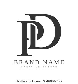 PD trendy logotype template. Initial letter p and d classic font style. Creative logo for company name or identity. Vector illustration.