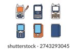 PDA Device Line art minimal contemporary color vector