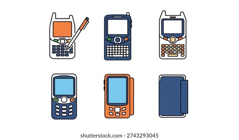 PDA Device Line art minimal contemporary color vector