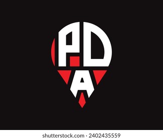 PDA letter location shape logo design