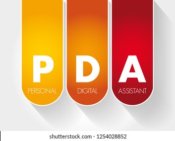 PDA - Personal Digital Assistant acronym, technology concept background