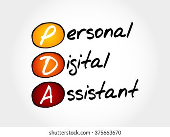 PDA - Personal Digital Assistant, acronym concept