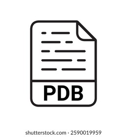 PDB File Format Vector line Icon Design on white background