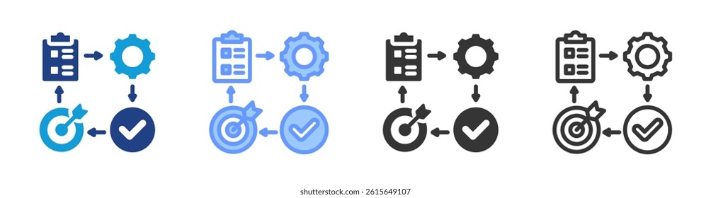 Pdca icon set multiple style collection