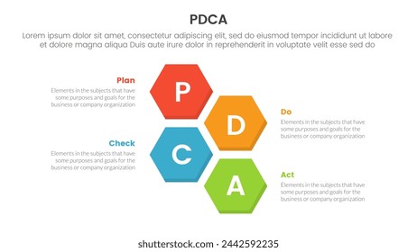 plantilla de etapa de 4 puntos con forma hexagonal hexagonal de estructura vertical para presentación de diapositivas