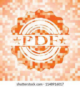 PDF abstract orange mosaic emblem with background