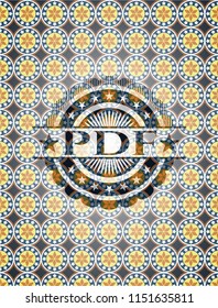 PDF arabic style badge. Arabesque decoration.