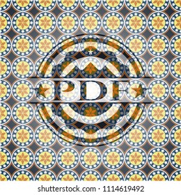 PDF arabic style emblem. Arabesque decoration.