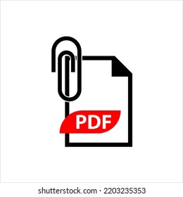 Pdf Attachment Icon, Pdf File Attached Icon, Paper Pin Attachment, Portable Text Graphic File Format Vector Art Illustration