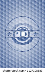 PDF blue hexagon emblem.
