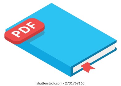 Pdf book isometric icon. Document publish symbol