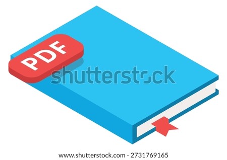 Pdf book isometric icon. Document publish symbol