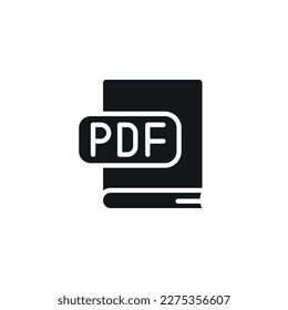 PDF book simple glyph icon. Vector solid isolated black logo illustration.