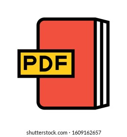 PDF book vector illustration, filled design icon