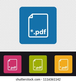 PDF Button - Colorful Vector Illustration - Isolated On Transparent Background