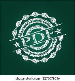 PDF chalkboard emblem written on a blackboard