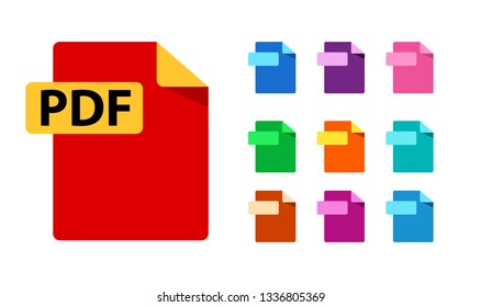 PDF and color templates for any formats. Big Collection of vector icons. File format extensions icons. flat design style.