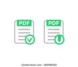 PDF document with check mark, download PDF file icon