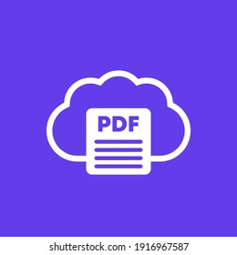 PDF document in cloud, icon for web and apps