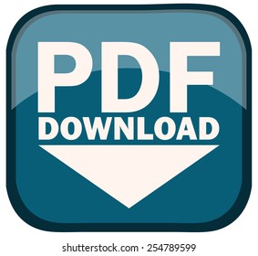 PDF Document Download Glossy Button, Vector Illustration isolated on White Background.