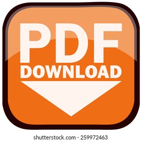 PDF Document Download Glossy Button, Vector Illustration isolated on White Background.