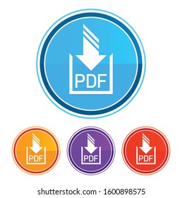 PDF document download icon flat design round buttons set illustration design isolated on white background