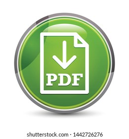 PDF document download icon isolated on elegant green round button vector illustration