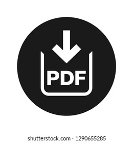 PDF document download icon vector illustration design isolated on flat black round button