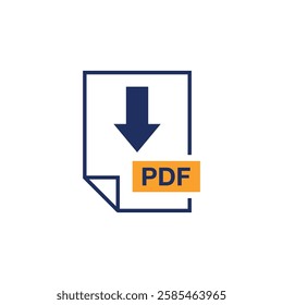 PDF Document Download Icon Vector Template