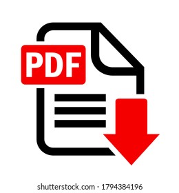 Pdf Document Download Vector Icon On White Background