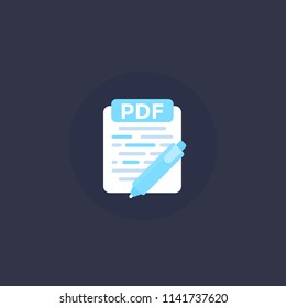 PDF document edit vector icon