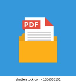 PDF Document File Format Flat Icon. Vector Illustration. File in a Folder