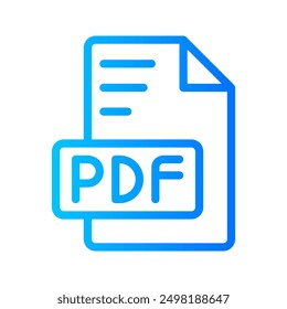 Pdf Document file picture gradient icon. format file type icons symbol, Extension, type data, vector illustration.