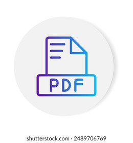 Pdf document format file icon. with gradient outlines. vector illustration.