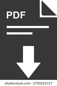 PDF-Dokument-Symbol mit Download-Pfeil und gefalteter Ecke