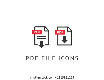 PDF Document Icon Set. File Icons. PDF File Download Icon