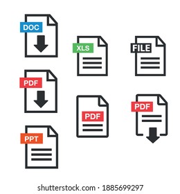 Symbol im PDF-Dokument eingestellt. Dateisymbole. Download-Symbol für PDF-Dateien