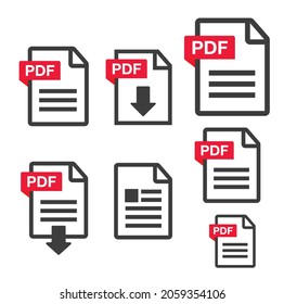 PDF Document icon set. File Icons. PDF file download icon