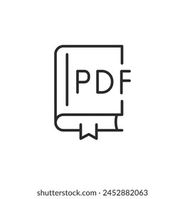 PDF document icon. Simple icon denoting a PDF file, widely recognized for document sharing, digital manuals, and e-books. Vector illustration