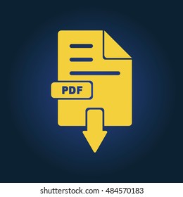 Pdf document Icon in trendy flat style isolated on grey background. Download, save symbol for your web site design, logo, app