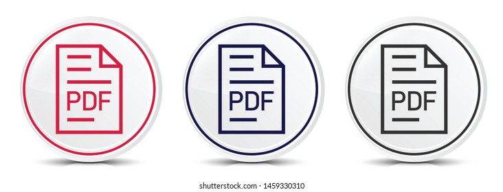 PDF document page icon crystal flat round button set illustration design isolated on white background